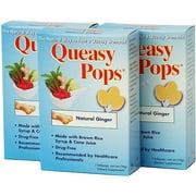 Three Lollies Queasy Pops Lollipops Natural Ginger Flavor, 3pk