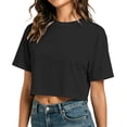 thumbnail image 5 of RMGVDSD Women's Cropped T Shirts Summer Short Sleeve Round Neck Crop Tops Casual Solid Color Basic Tees Streetwear Tshirts, 5 of 7