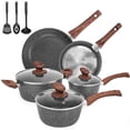 thumbnail image 1 of Juego de ollas y sartenes antiadherentes, juego de ollas de granito de inducción, bateria de cocina antiadherente 11 piezas, ollas de cocina, color gris oscuro, 1 of 7