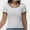 White, variant on Women Summer Short Sleeve Shirts Crewneck Striped Color Block T Shirts Slim Fit Basic Tee Tops