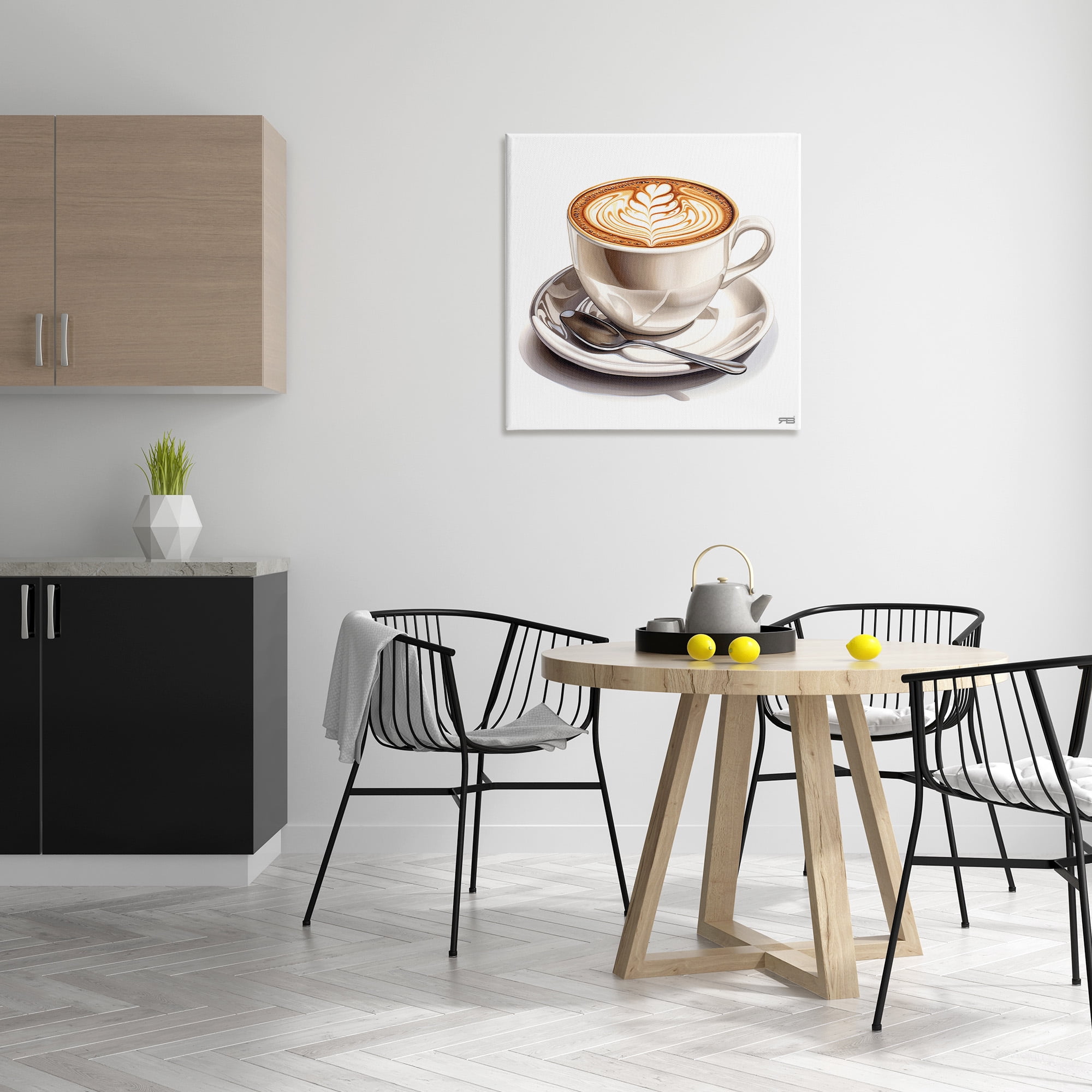 Stupell Industries Espresso Latte with Pattern Food & Beverage Painting Gallery Wrapped Canvas Art Print Wall Art, 30 x 30