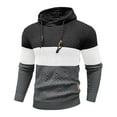 thumbnail image 4 of COSFO Casual Sweater for Men Hooded Waffle Knit Pullover Colorblock Sweater Drawstring Slim Fit Long Sleeve Fall Men's Shirts, 4 of 4