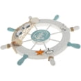 thumbnail image 3 of Volante de madera con conchas salvavidas de rejilla decoración de pared de estrellas de mar decoración marítima Ormromra HMHZ1135, 3 of 5