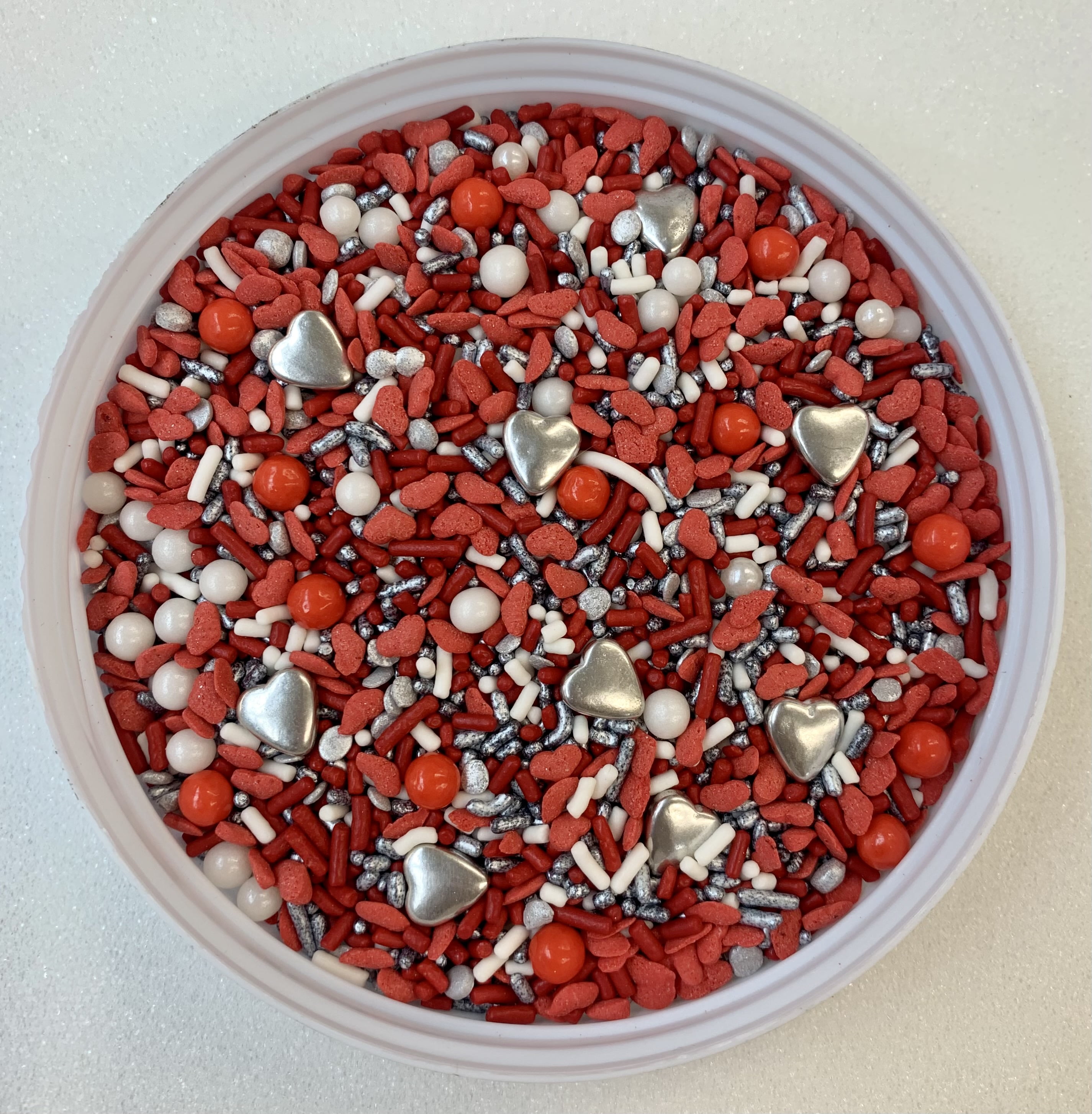 Red Hearts Have Silver Linings Valentine Mix Confetti Sprinkles, Cake