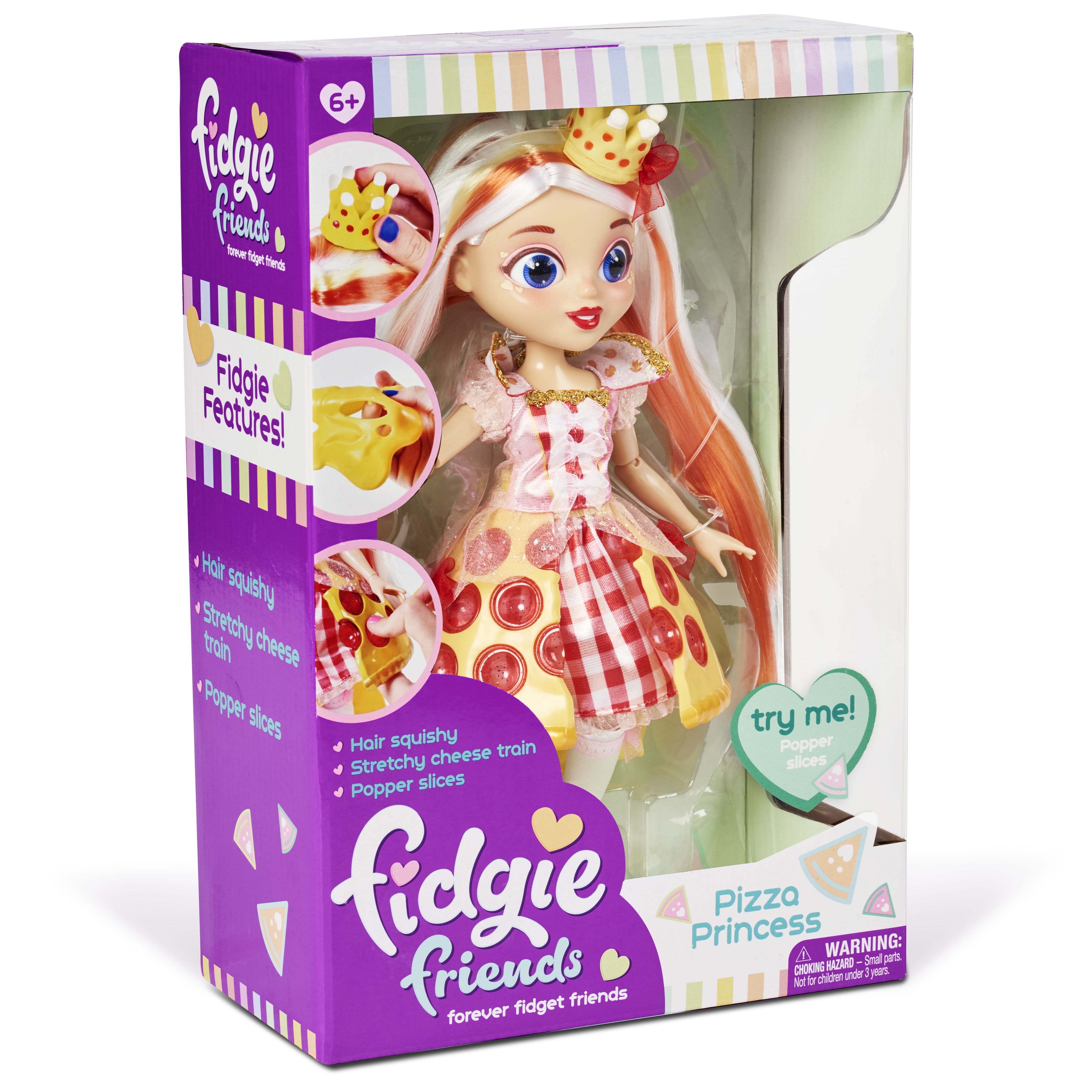 Fidgie Friends Pizza, 10.5inch Fairy Fashion Doll with Fidget Toy Features, Ages 6+