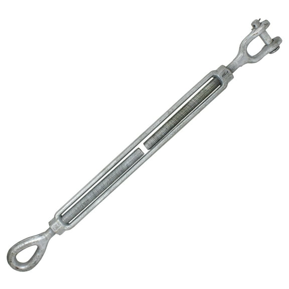 US Cargo Control 7/8 Inch x 18 Inch Jaw and Eye Galvanized Turnbuckle, Working Load Limit 7,200 Pounds, Uses: Tower, Suspension, Mining, Rigging, Tensioning