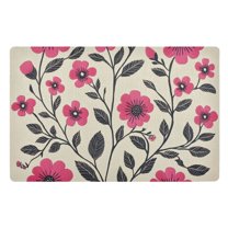 Yayeee Doormat for Indoor Entrance 32" x 20" Non Slippery Floor Rug, Pink Flowers