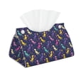 thumbnail image 2 of Lsque Colorful Dinosaur Printed Long Tissue Box Cover Holder, Facial Paper Organizer Dispenser,Triangle with Bottom Belt, PVC Leather Decorative Organizer, 2 of 9