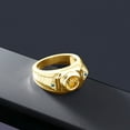 thumbnail image 5 of Gem Stone King 1.53 Ct Yellow Citrine Blue Diamond 18K Yellow Gold Plated Silver Men's Ring, 5 of 5