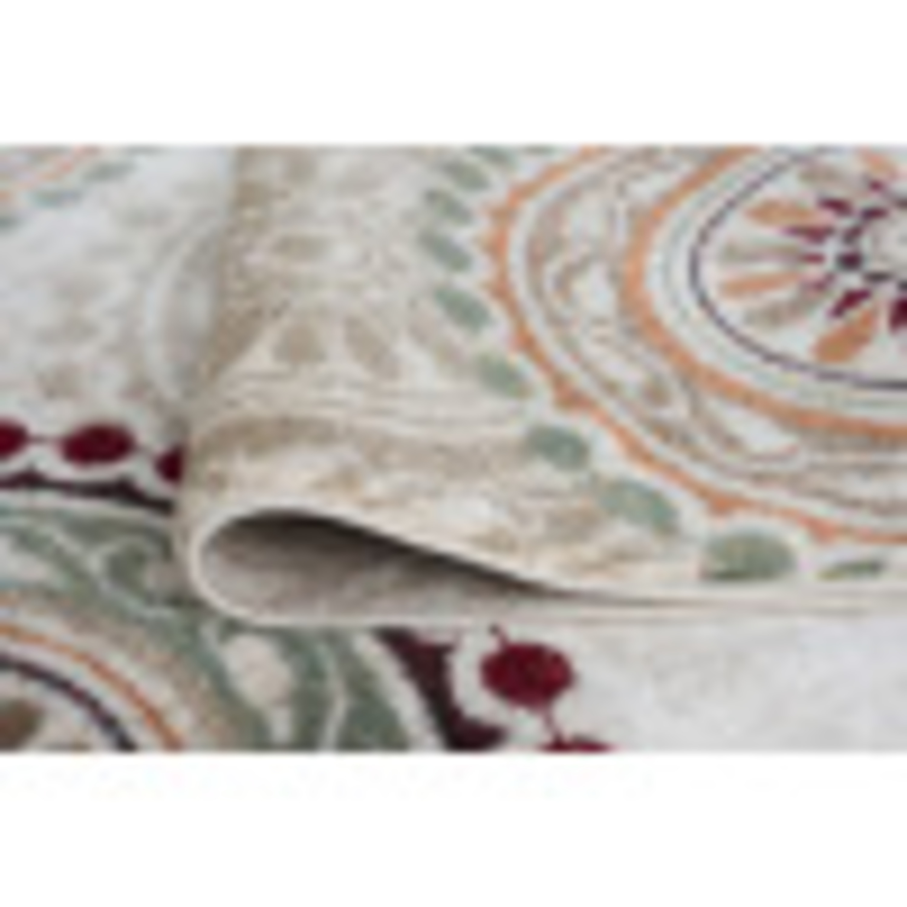 Deco Transitional 8' Round Ivory and Beige Polypropylene Indoor Area Rug