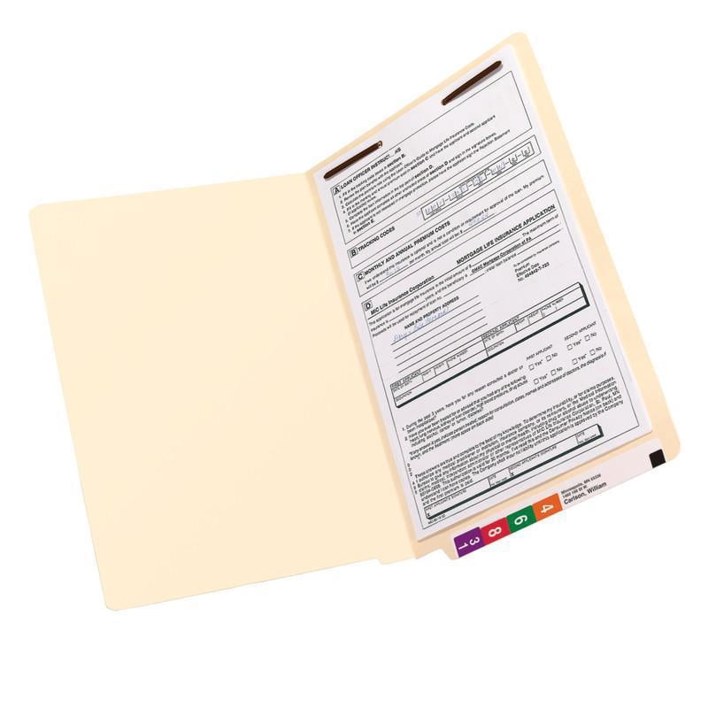 Smead End Tab Fastener File Folder, Shelf-MasterÂ® Reinforced Straight-Cut Tab, 1 Fastener, Legal Size, Manila, 50 per Box (37110)
