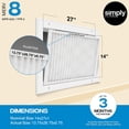 thumbnail image 3 of Simply Filters 14x27x1 MERV 8, MPR 600, AC Furnace HVAC Air Filter (4 Pack), 3 of 8