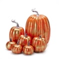 thumbnail image 5 of 7 Pcs Orange  Artificial Pumpkins Harvest Foam Pumpkins for Farmhouse Fall Thanksgiving Halloween Table Centerpiece Mantel Decor, 5 of 7
