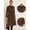 thumbnail image 2 of DARING DIVA Women's Long Faux Suede Jacket Women Fall Winter Trench Coat with Pockets XS Dark Coffee, 2 of 6