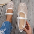 thumbnail image 4 of Purcolt Women's Mesh Mary Jane Shoes Comfort Breathable Sequin Embroidery Square Toe Slip on Ballet Flats Casual Elegant Cushion Sole Dress Shoes with Buckle Strap, 4 of 6