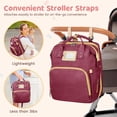 thumbnail image 2 of Diaper Bag Backpack, Multifunctional Baby Changing Bag with Foldable Crib & Insulated Milk Bottle Pocket, Large Capacity Travel Backpack with USB Charging Port & Stroller Strap (Red), 2 of 7
