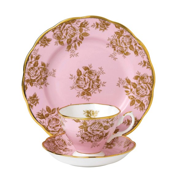 Juego de té de 3 piezas Royal Albert 100 Years Golden Rose 20 cm