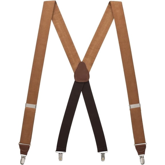 Suspender Store Stylish Suede Suspenders - 1.38-Inch Wide Straps - X-Back - Clip - 2 Sizes