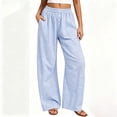 thumbnail image 4 of Lmnyox High Waist Pants for Women Wide Leg Lightweight Plaid Lounge Trousers Summer Travel Pants with Pockets, 4 of 8