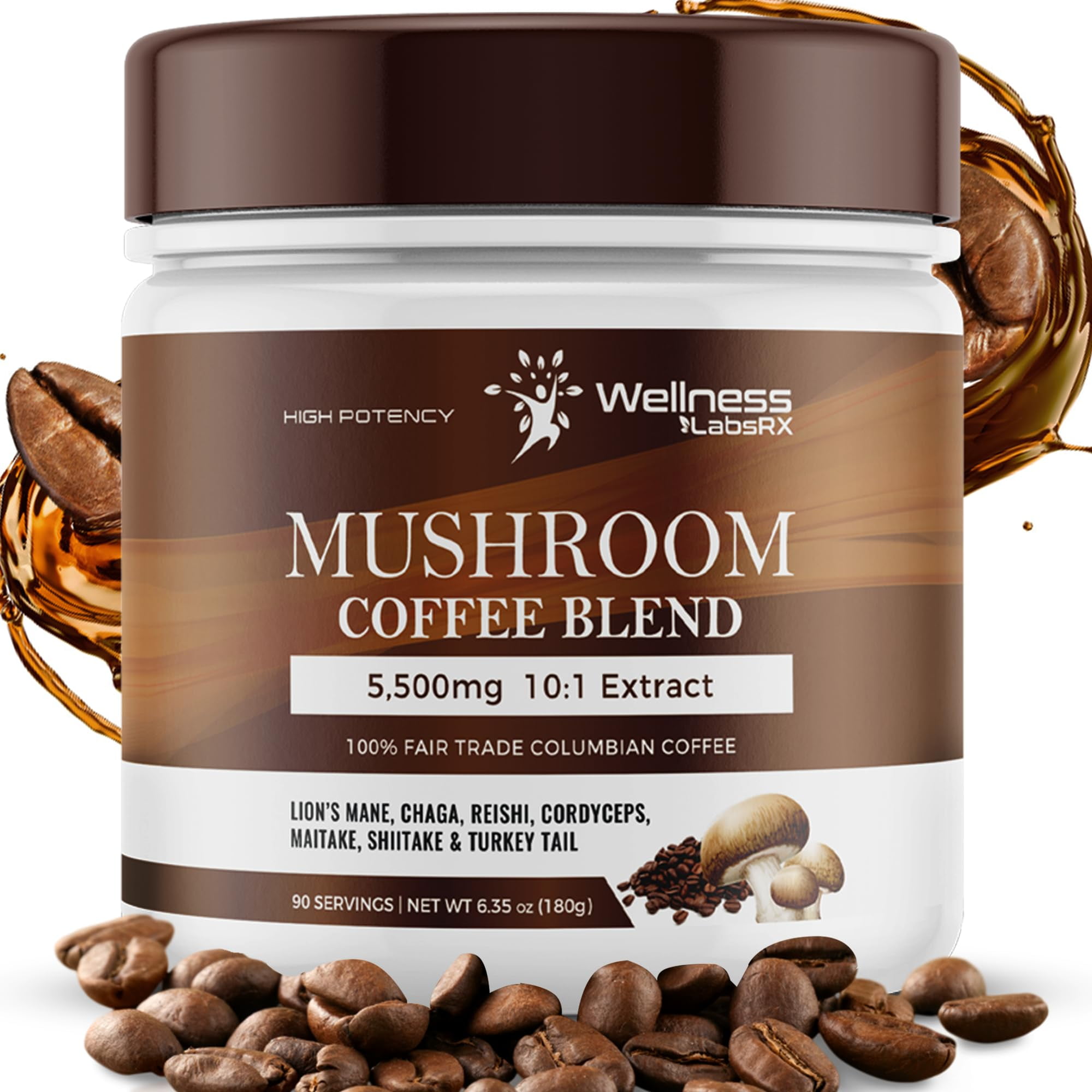 Mushroom Coffee - Organic Instant Blend, 30 Servings Per Pack (Similar To Ryze)
