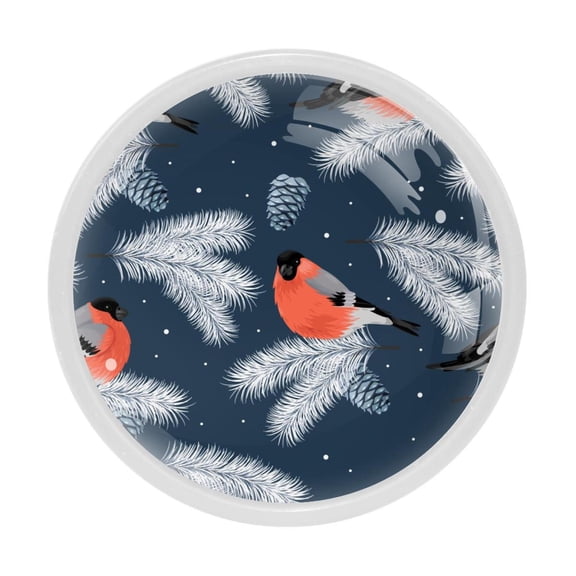 4 Pcs Feather Pinecone Lovebird Knobs for Kitchen Cabinet Cupboard Dresser Bookcase Drawer Pulls Handles Round Home Decor