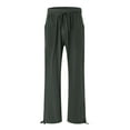 thumbnail image 4 of Tittly Wide Leg Pants Woman Baggy Pants Linen Pants Women Summer Wide Leg Pants Drawstring Elastic Waist Pants High Waisted Pants Casual Beach Trousers Comfy Pants Women Sweatpants Women AG L, 4 of 5