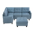 thumbnail image 5 of Lexicon Garren Textured 5-Piece Sectional with Storage and Ottoman in Blue, 5 of 7
