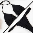 thumbnail image 1 of Traje De Baño De Dos Piezas Con Cuello Halter Bragas y sujetadores de mujer Conjunto de bikini con cordones Halter Cintura alta Sexy Ropa de playa sólida Likrtyny Para Estrenar, 1 of 8