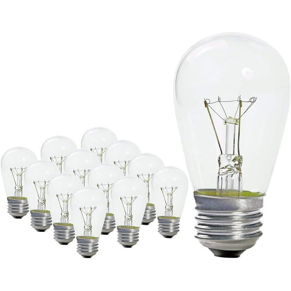 Yi Lighting 11W String Light & Sign Replacement S14 Bulbs Clear Incandescent Dimmable Warm White (Pack of 25)