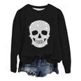 thumbnail image 5 of WEIWEN Halloween Sweatshirts for Women Oversized Skull Printed Long Sleeve Fall Outfits Halloween Sweaters for Women Going Out Tops Women's Clothing Spooky Season Clothes Black, XXL, 5 of 5