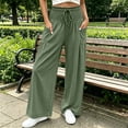 thumbnail image 5 of VBVC Women's Cotton Linen Smocked Waist Pants , Drawstring Wide Leg Boho Trousers For Women , Ladies' Casual Summer Beach Pants with Pockets, Army Green , S-2XL, 5 of 8