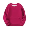 thumbnail image 3 of Eltusu Girls Hoodies, Solid Color Casual Pullover Loose Fit Long Sleeve Sweatshirts Hot Pink Size 2-12 T, 3 of 5