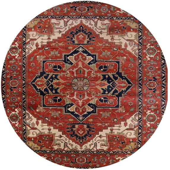 Ahgly Company Indoor Round Mid-Century Modern Dark Almond Brown Persian Area Rugs, 6' Round
