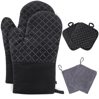 Hedley & Bennett Kitchen Towels, Oven Mitts, and Pot Holders Set - 450  Degree Heat-Resistant, Hot Pads and Oven Mitts - for Chefs, Men & Women for