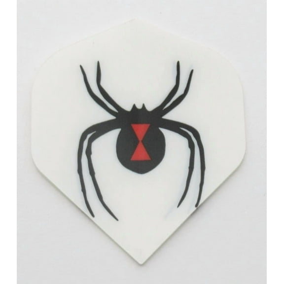 5 Sets (15 Flights) BLACK WIDOW (white background) Standard Metronic Dart Flights - 75 Micron