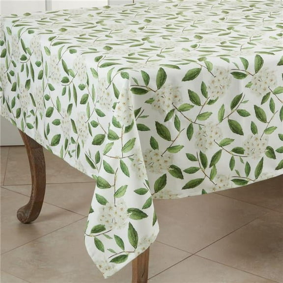 SARO 4013.G55S 55 in. Square Floral Design Tablecloth Green