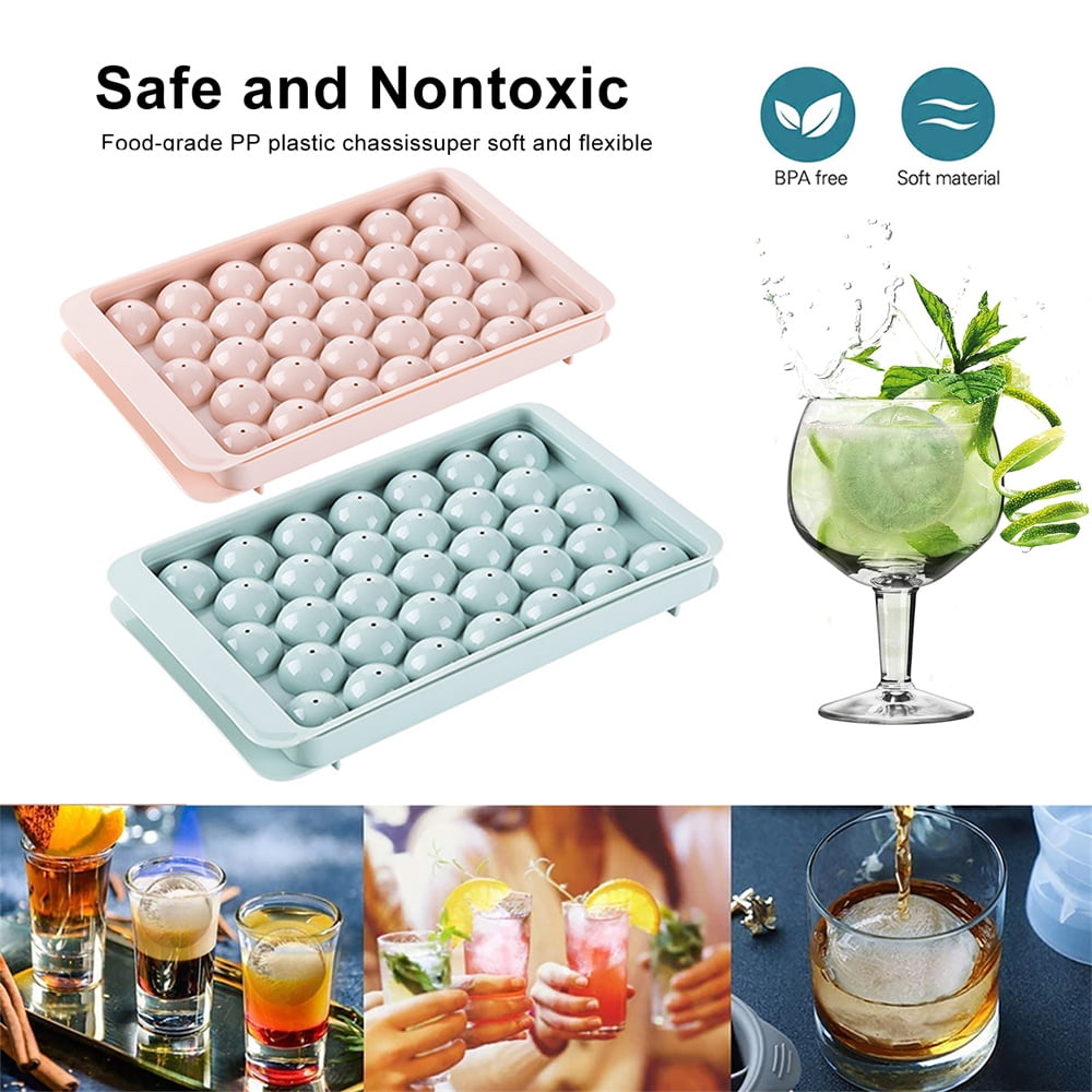 FAHXNVB Small Round Ice Cube Trays for Freezer Ice Ball Maker Mold with Lid Circle Ice Tray Reusable Sphere Ice Cube Mold for Whisky, Cocktail, Coffee