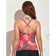 thumbnail image 3 of Mycoco Underwire Tankini Tops for Women Swimwear Supportive Swimsuits Top Criss Cross Bathing Suit Top Red Floral US16, 3 of 6