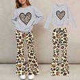 thumbnail image 2 of FSYBOA Girls Graphic Outfit Set, 2 Piece Elastic Waist Girls Crew Neck Tops and Flare Pants Gray Size 14-15T, 2 of 7