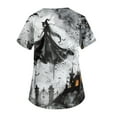 thumbnail image 3 of Scrubs For Women, Fashion Easter Printed Short Sleeve V-Neck Top Small Pocket Work T Shirt Scrub Hats Women Bottoms Denim Shirt Top Y2K Animal Print Tops Tunic Camisole (XL, Gray) ZMTing, 3 of 3