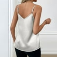 thumbnail image 4 of Womens Camisole Tank Tops, Comdrip Women's Elegant Satin V Neck Adjustable Strap Tank Top Sleeveless V Neck Strap Vest Beauty Tank Tops for Women White S, 4 of 5