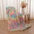 thumbnail image 2 of DweIke Soft Shaggy Rainbow Blanket for Girls Kids,Cute Fluffy Plush Blanket with Cozy Sherpa,60"x80",Rainbow, 2 of 7