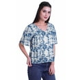 thumbnail image 3 of Moomaya Womens Printed Rayon V-Neck Top Short Sleeve Summer Clothing Boho Blouse, 3 of 6