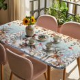 thumbnail image 3 of Christmas Snowman Table Cloths for 4 Foot Rectangle Tables, Xmas Tree Snowflake Eucalyptus Patio Waterproof Elastic Fitted Tablecloths, Washable Rectangular Table Cover for Camping, 3 of 8