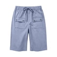 thumbnail image 6 of VBVC Women's Cotton Linen Drawstring Bermuda Shorts , Casual Knee Length Shorts For Women , Ladies' Summer Straight Leg Shorts with Pockets,Light Blue,S-3XL, 6 of 9