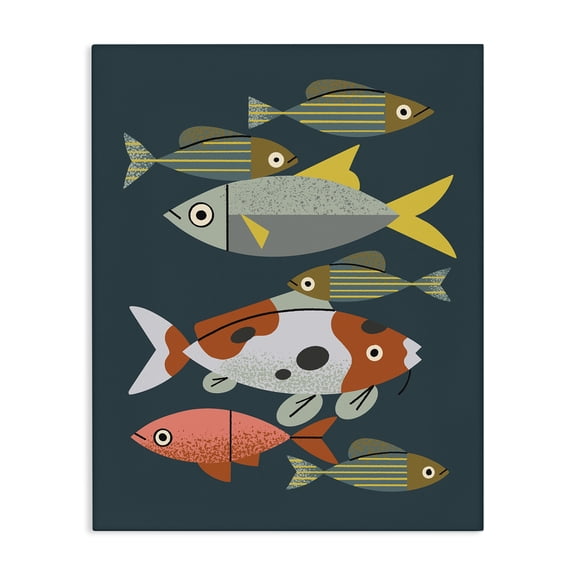 Stupell Industries Midcentury Pond Fishes Canvas Wall Art, design by Renea L. Thull