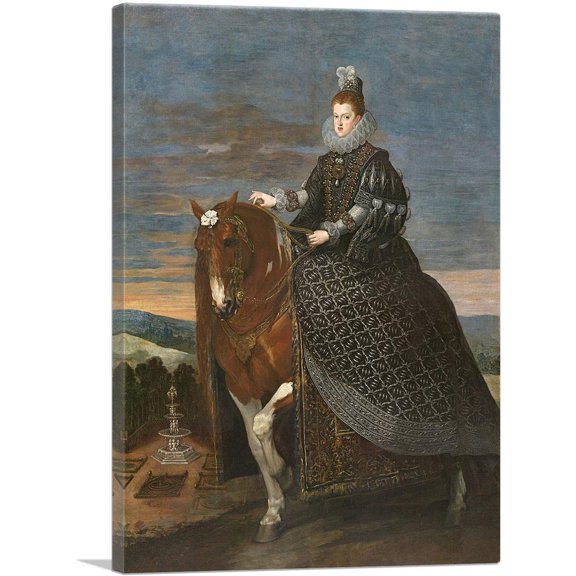 ARTCANVAS Queen Margarita De Austria On Horseback 1635 Canvas Art Print by Diego Velazquez - Size: 40" x 26" (0.75" Deep)
