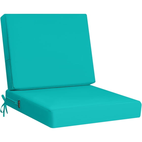 Outdoor Patio Seat Cushion Waterproof Polyester Deep Seat Replacement Cushion Peacock Blue 24 x 26 x 4 Inch