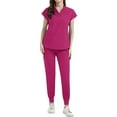 thumbnail image 4 of WULMLEO Womens Scrubs Outfits 2 Piece Sleeveless Petite Scrub Sets Stretch Crew Neck Trendy Nursing Workwear Shirts and Joggers Medical Working Soft Comfortable Nurse Uniform Hot Pink 2XL, 4 of 4