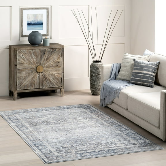 nuLOOM Ivette Persian SplashGuard Machine Washable Area Rug, 8' x 10', Ivette Grey